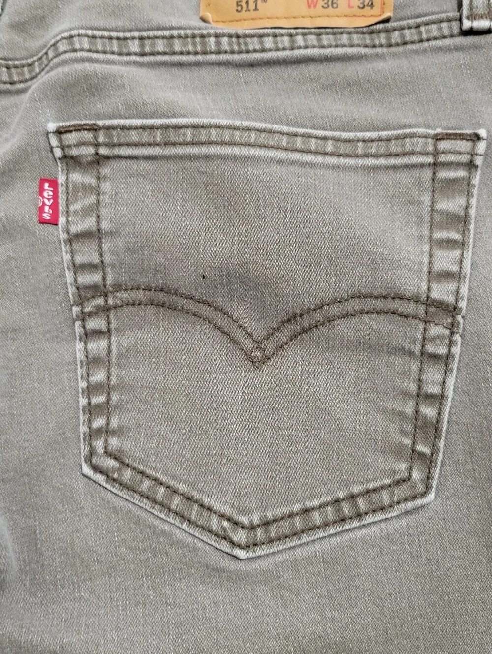 Levi’s Men’s Gray/Brown 511 Slim Fit Stretch Denim Jeans Low Rise 5-Pocket 36×34
